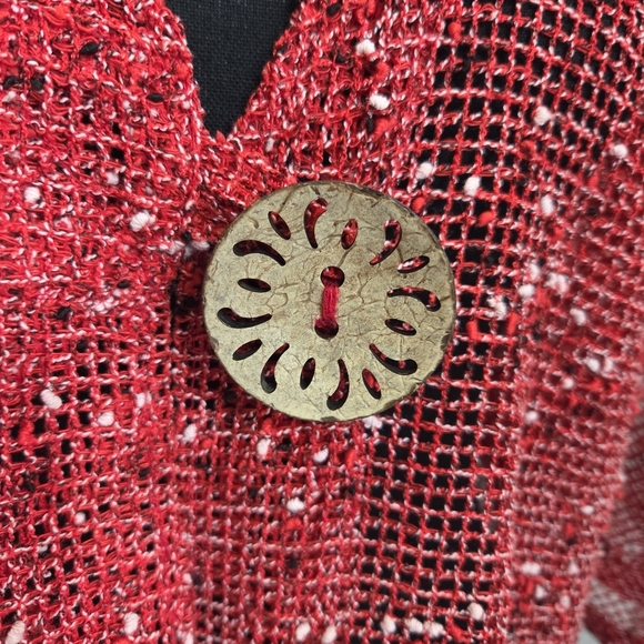 ⭐️Lulu-B Red Cardigan With Coconut Buttons Size Med - Picture 4 of 5